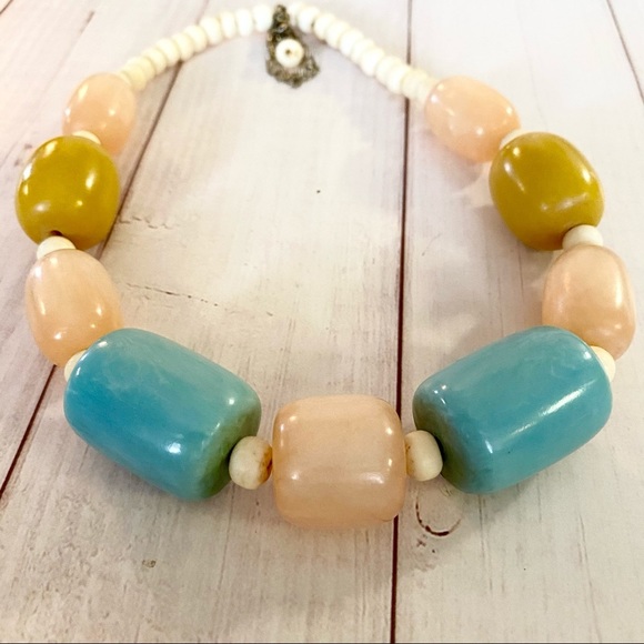 Beaded  Pastel Colored Necklace( Y2K) - Picture 3 of 5